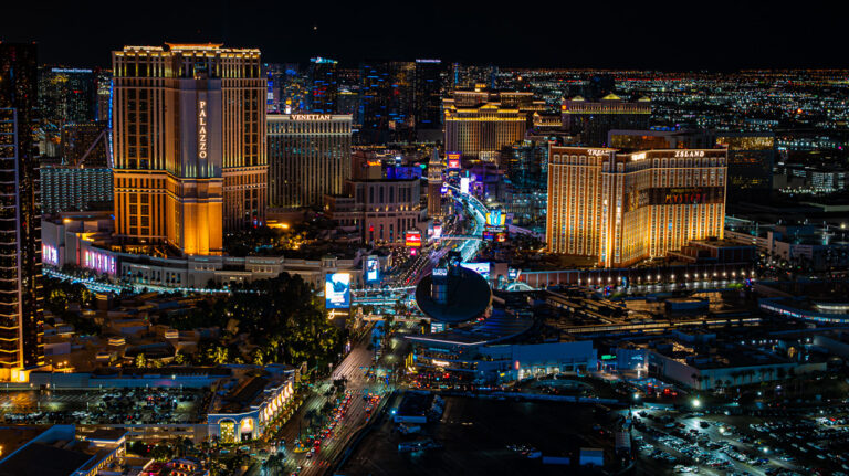 Stunning view of Las Vegas strip from the 66th floor of Resorts World Casino